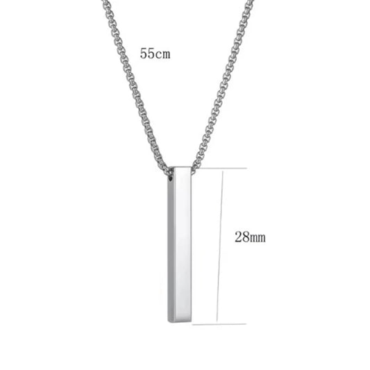 Fashion New Black Rectangle Pendant Necklace Men Trendy Simple Stainless Steel Chain Men Necklace Jewelry Gift Custom Name