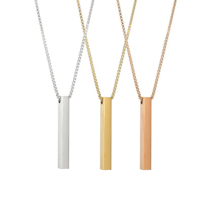 Fashion New Black Rectangle Pendant Necklace Men Trendy Simple Stainless Steel Chain Men Necklace Jewelry Gift Custom Name