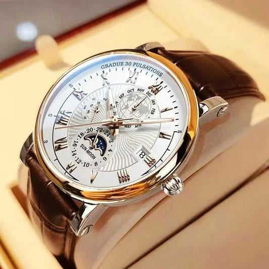 2024 Men Watch Fashion Top Luxury Sport Men's Wristwatch Waterproof Luminous Leather Date Quartz Watches Man clock PortugalFlow