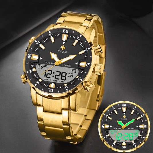 WWOOR New Luxury Digital Watch For Men Sports Big Watches LED Quartz Wristwatch Waterproof Male Clock Military Relogio Masculino PortugalFlow