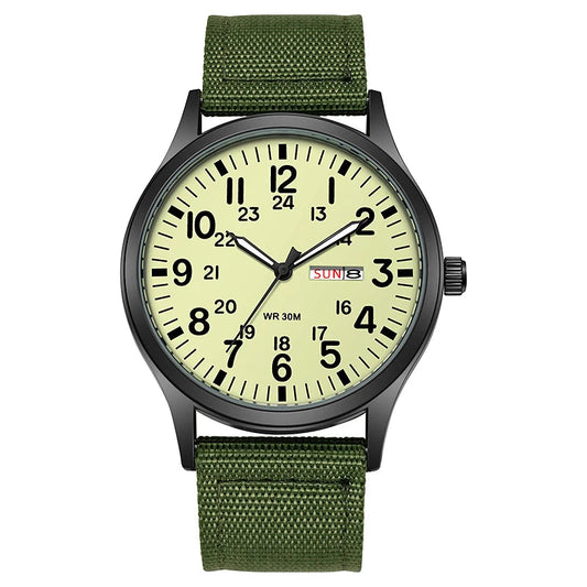 2024 TPW Field Watch Easy Reading Fabric Strap 24 Hours Display Quartz Movement PortugalFlow