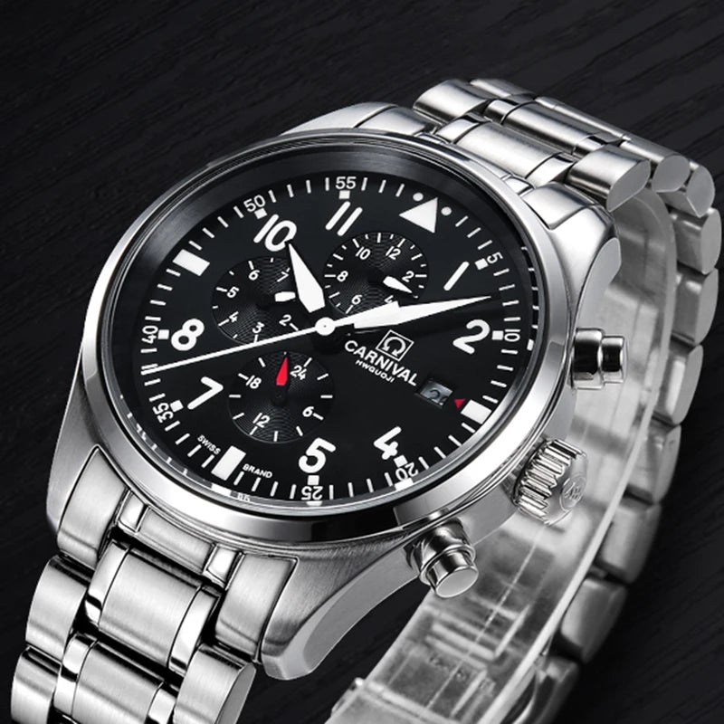100M Waterproof Dive Watches Men Luxury Brand  Automatic Watch Sapphire Calendar Luminous Stainless Steel Army Watch Men
